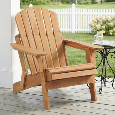 Oversize Wooden Outdoor Folding Adirondack Chair with Pre-Assembled BackRest & SeatBoard, Wood Patio Chair for Garden Backyard Porch Pool Deck Firepit