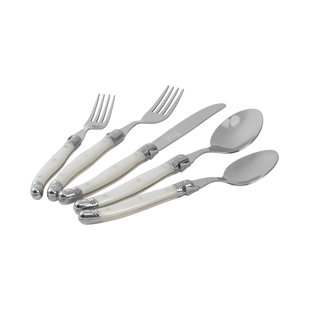 French Home Laguiole Stainless Steel Flatware Set, Service For 4 Pearl White (Set of 20)