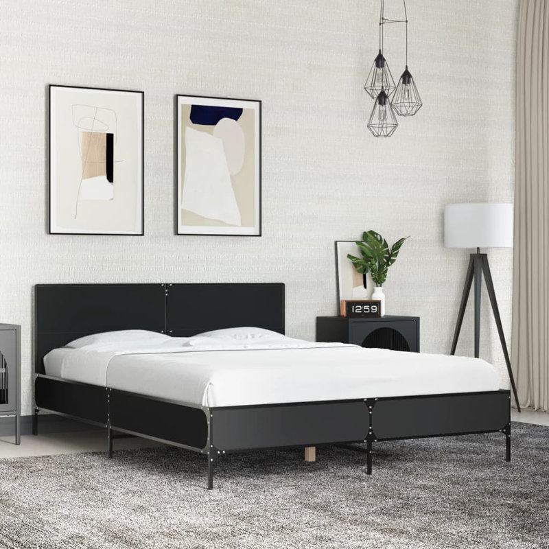 Adamek Bed, Black, Double (4'6)