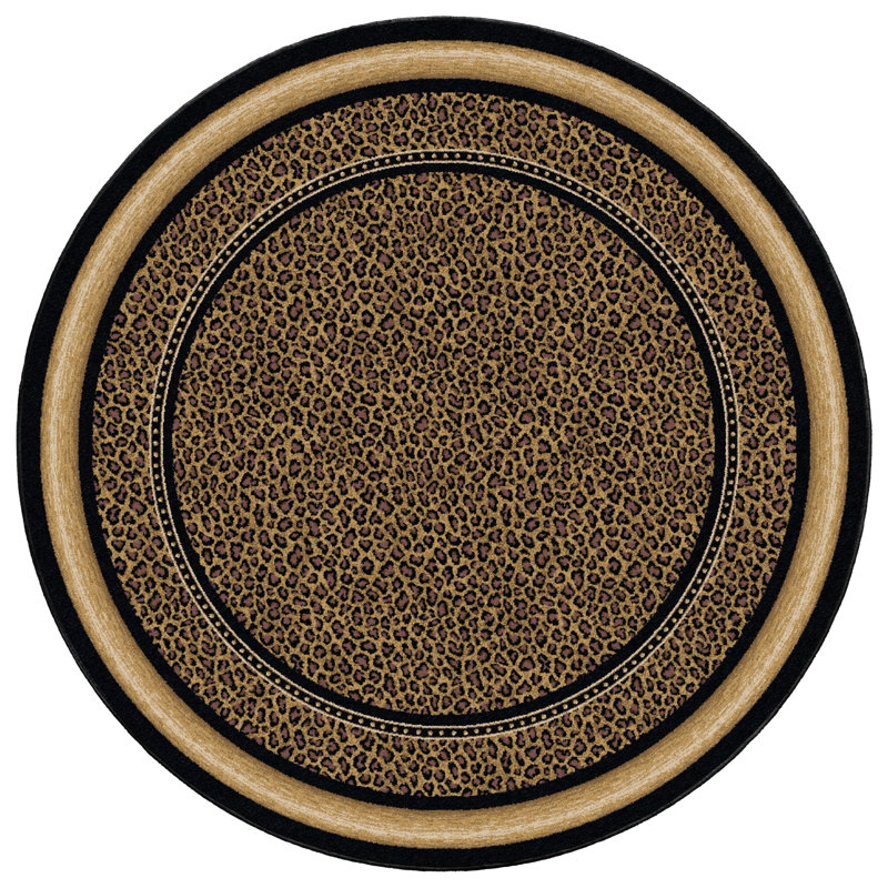 Tapis à motif animal onyx Alminus, Rond 7 pi 7 po
