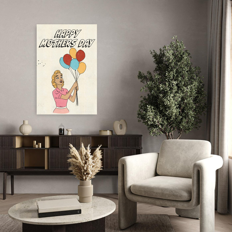 Joyeuse fête des mères, rétro, Pop Art, fleur moderne, art mural, H 36 po x l 24 po