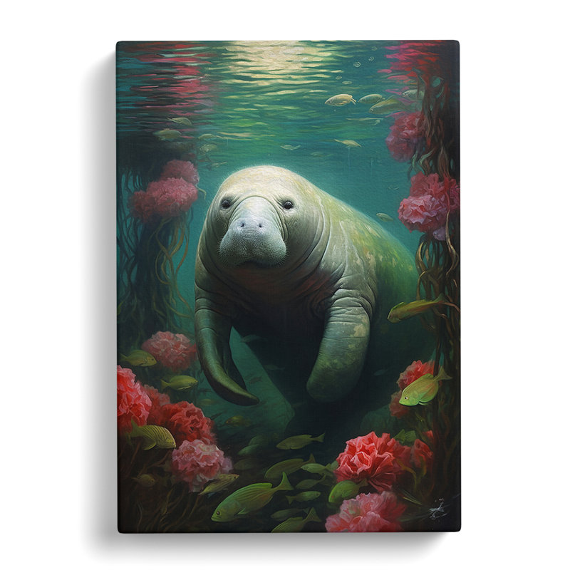 Manatee Surrealism Art - Wrapped Canvas, 76cm H x 50cm W x 3cm D