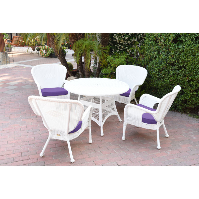 Ensemble repas 5 pièces avec coussins Batchelder, Orange, Blanc