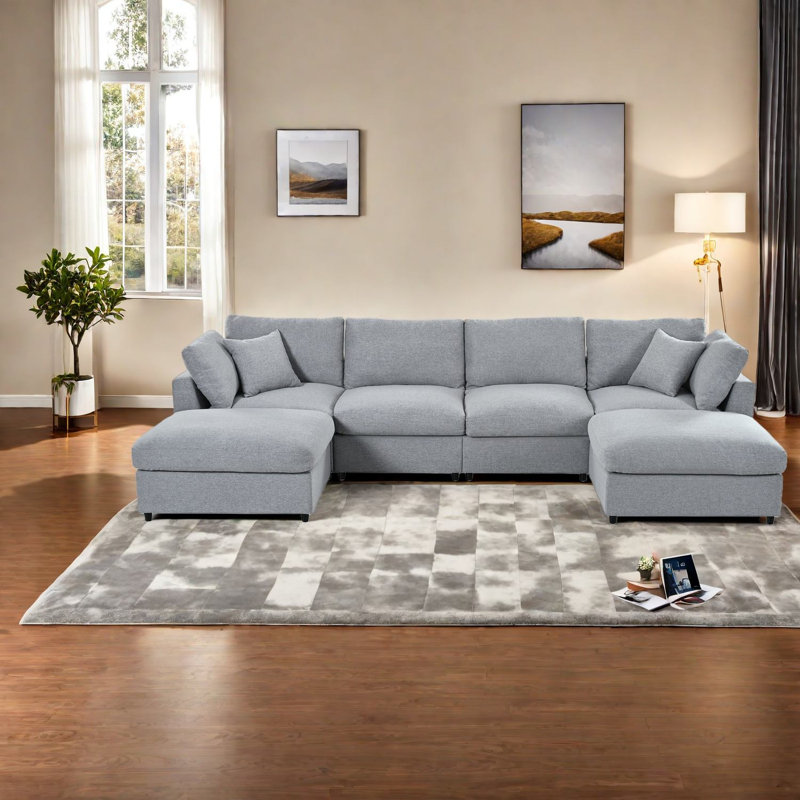 Spacieux modulaires en chenille de 128 pouces, forme en U modulaire moderne pour la maison
