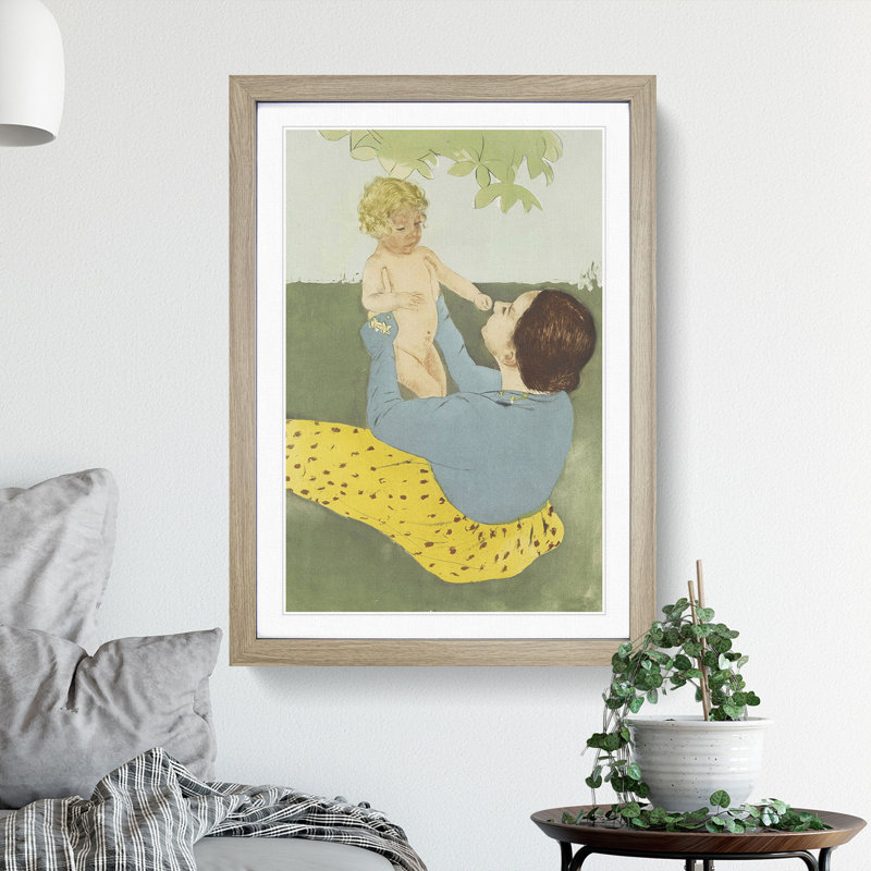 Mother and Child Vol.3 by Mary Cassatt - Framed Print, 48cm H x 36cm W x 2cm D, Oak Framed