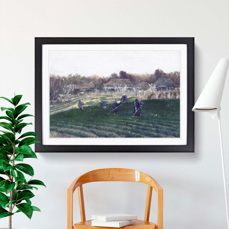 Vegetable Field by Asai Chu - Picture Frame Painting Print, 40cm H x 60cm W x 2cm D, Black