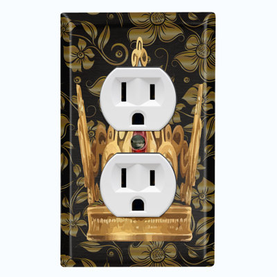Elegant Red Jewel Crown Print Nature Themed 1 - Gang Duplex Outlet Standard Wall Plate