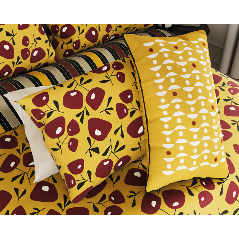 Jax Duvet Cover Set, Yellow/Cocoa, King Size Duvet Cover + 2 Pillowcases