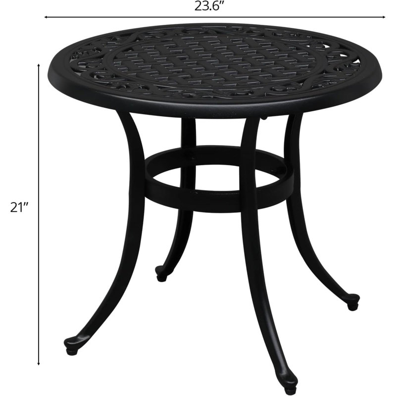 Table d'appoint extérieure en fonte d'aluminium, Noir, noir, noir, noir