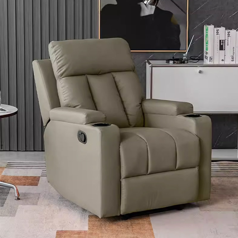 Fauteuil inclinable Comfort: siège large et support à double bonnet rembourré, Fibre de polyester grise / verte