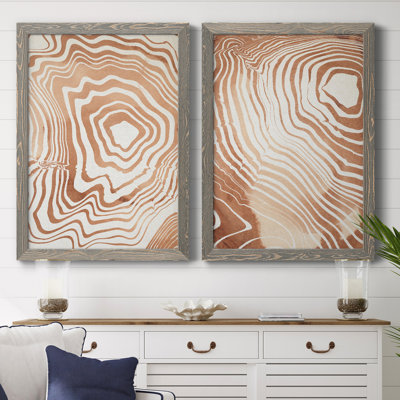 «Wood Grain Suminagashi I», ensemble de 2 impressions encadrées