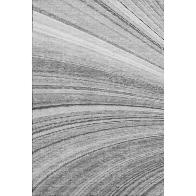 Tapis gris Cerrito AMF585 lavable à la machine de qualité supérieure, Rectangle 10 pi x 14 pi