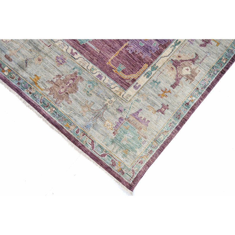Hand Knotted Wool Area Rug in Blue And Brown