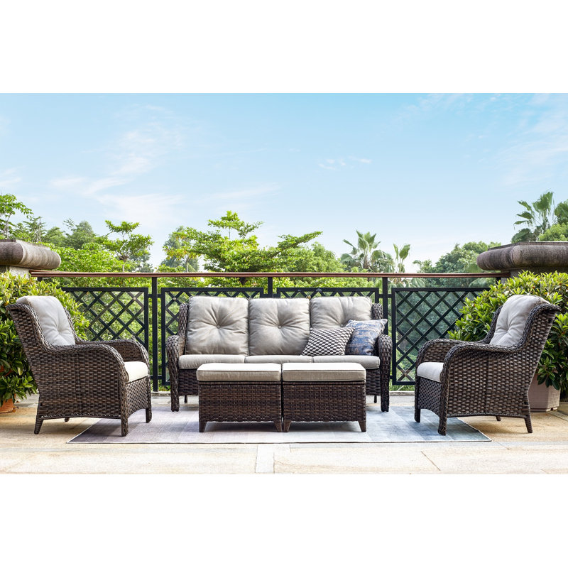 Carolina 5 Piece Sofa Seating Group with Cushions, Gray