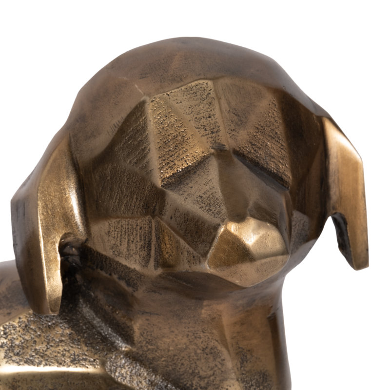 13'' Gold Geometric Metal Dog Figurine