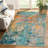 Turquoise Orange Abstract Rug 5' x 7' for Living Room