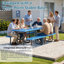 Table de pique-nique en métal robuste pour 10 personnes, salle à manger extérieure avec trou pour parasol, structure en acier galvanisé antirouille, 882 lb, plateau en filet-130155012-130155013-130155015
