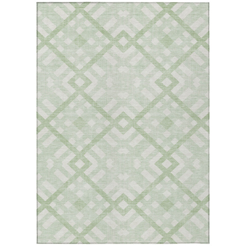 Tapis intérieur / extérieur ivoire lavable géométrique 10 pi x 14 pi