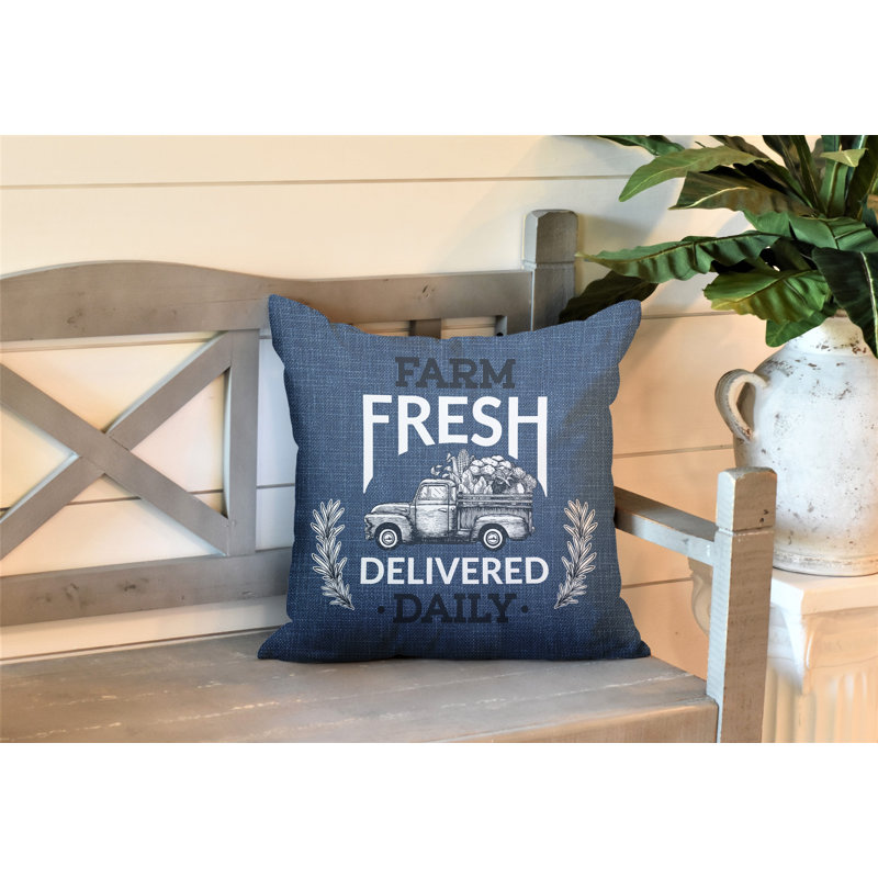 Coussin intérieur / extérieur Ringo Farm, L 19 po x H 19 po, Bleu
