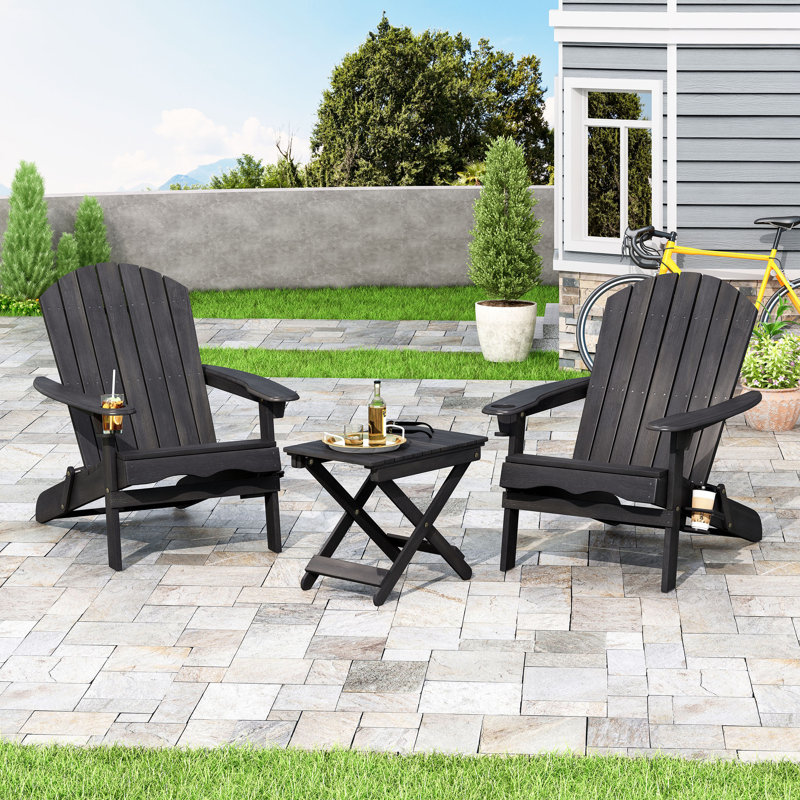 Mccombs Outdoor 3 Piece Seating Group, Dark Gray