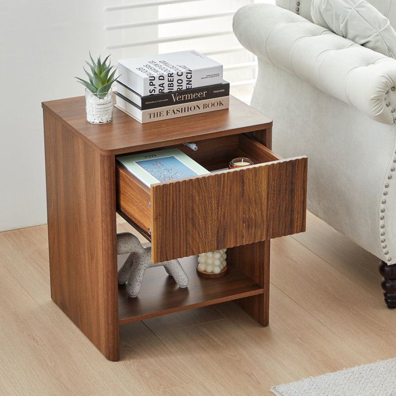 Tautiana End Table with Storage, Walnut