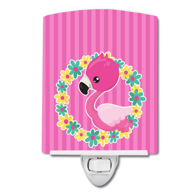 Flamingo Flower Wreath Ceramic Night Light