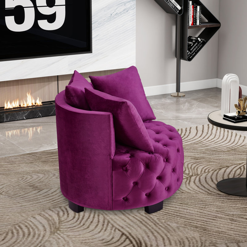 Fauteuil demi-tonneau capitonné 31,23 po, Violet