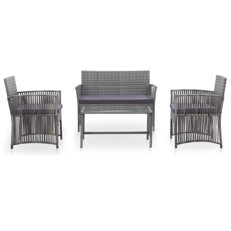 Chaise longue avec coussins Tonya, Gris foncé, Gris anthracite