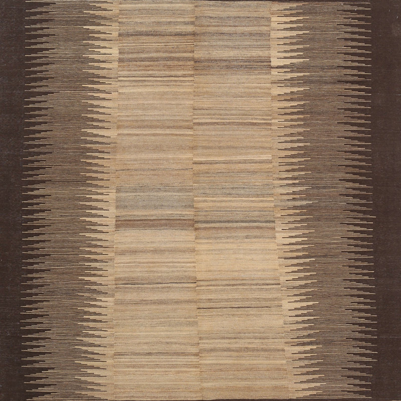 Tapis contemporain brun / beige, Carré 3 pi