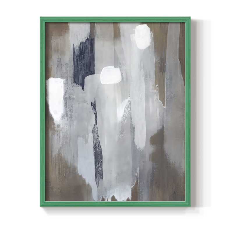 Neige et minéral II, reproduction encadrée - bois massif, H 21 po x l 17 po, Vert