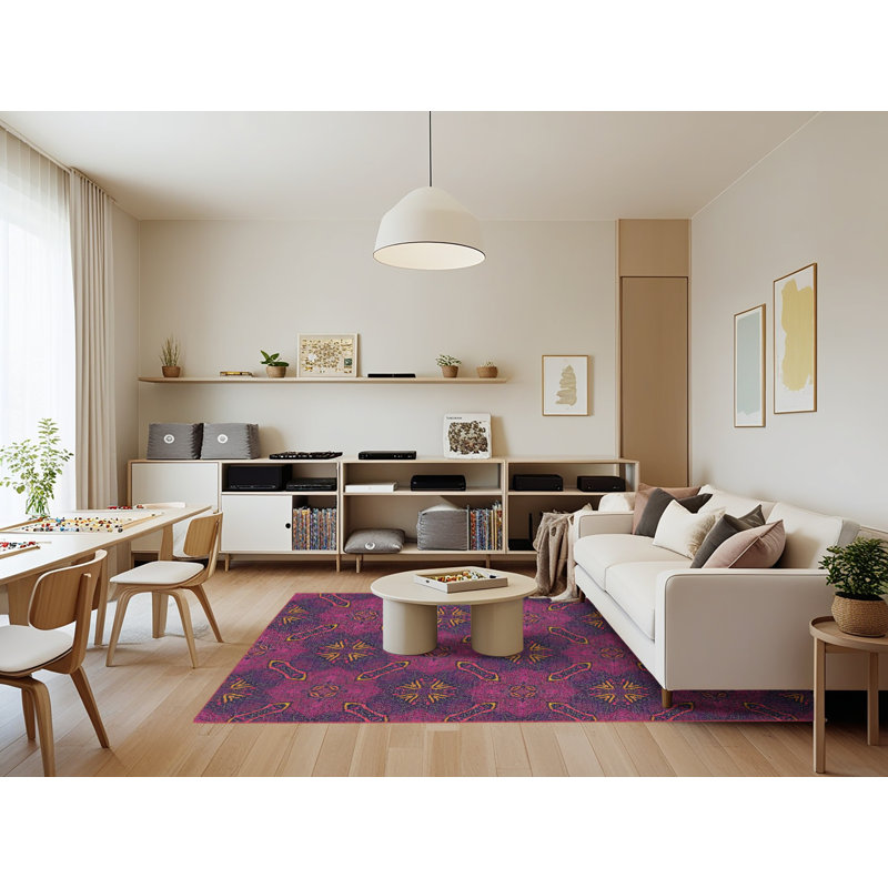 Tapis mauve/brun à motifs Klutsch, Rectangle 7 pi x 9 pi