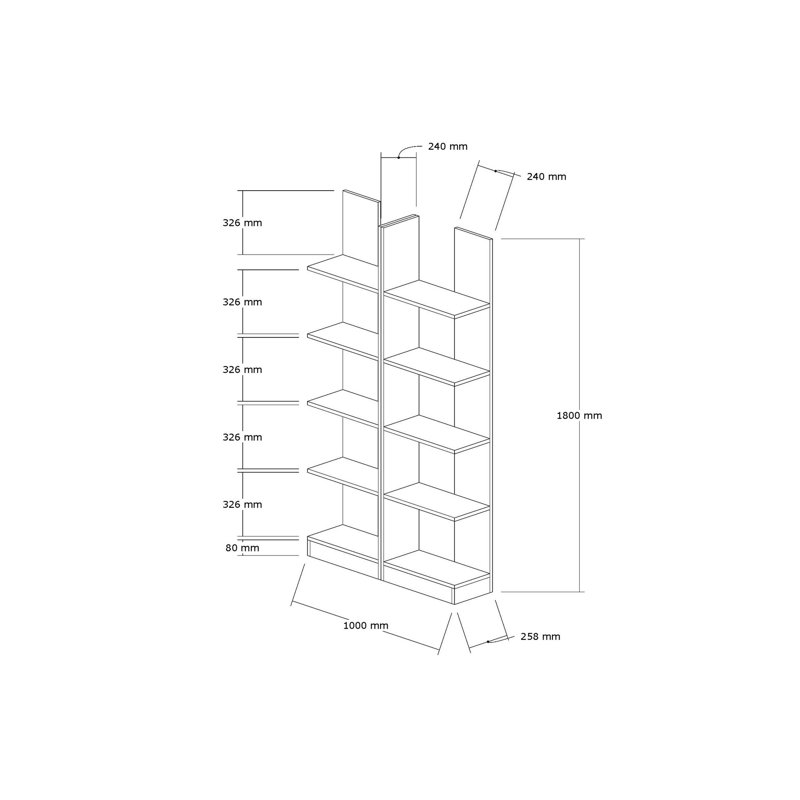 Bibliothèque moderne blanche avec de nombreuses tablettes, 39,4 x 70,9 x 10,2 pouces | 100% panneau de particules enduit de mélamine, épaisseur: 0,7 pouce | Conception murale pour un rangement supplémentaire, élégant et fonctionnel