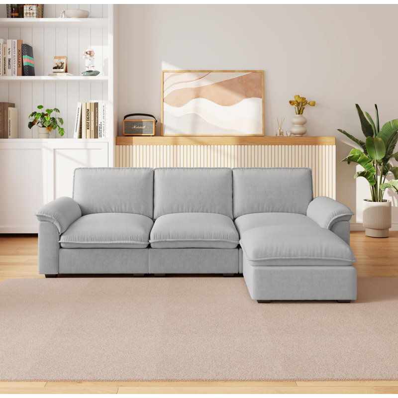 Cloud Couch Sectional For Living Room L Shaped Couch Modular Sectional Sofa Chenille Fabric For Apartment, Gray