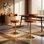 Tabourets de bar (ensemble de 2), revêtus de suède doux avec pieds en métal, pivotants, réglables en hauteur, style Mid-Century moderne, orange et or