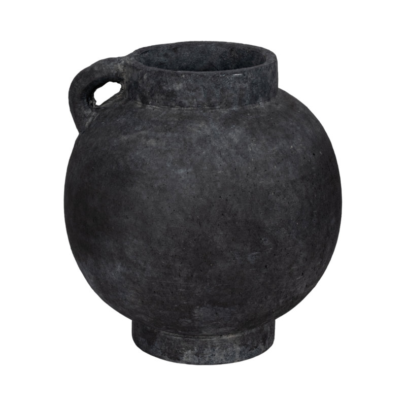 Handmade Ceramic / Porcelain Table Vase, Overall Height - 12", Black