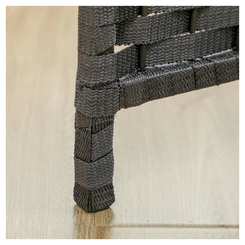 Paravent 8 panneaux tissé à la main avec dessus arqué, gris anthracite - Cloison autoportante pour salon et bureau