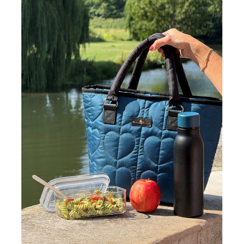 Cambridge Lunch Tote Teal Hearts