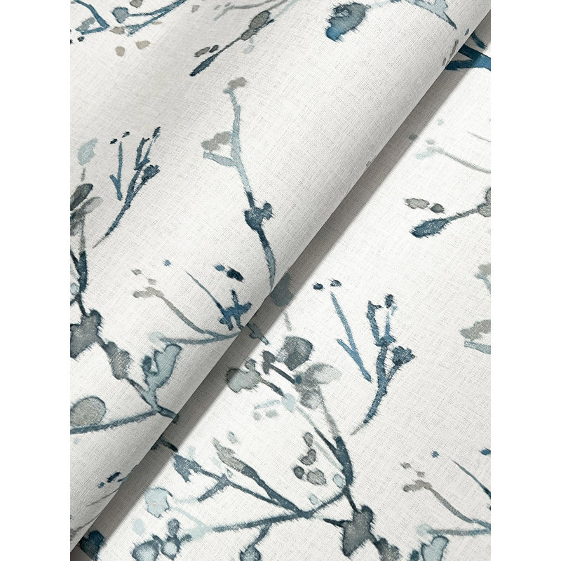 Silverling Blue Budding Branches Wallpaper, Blue