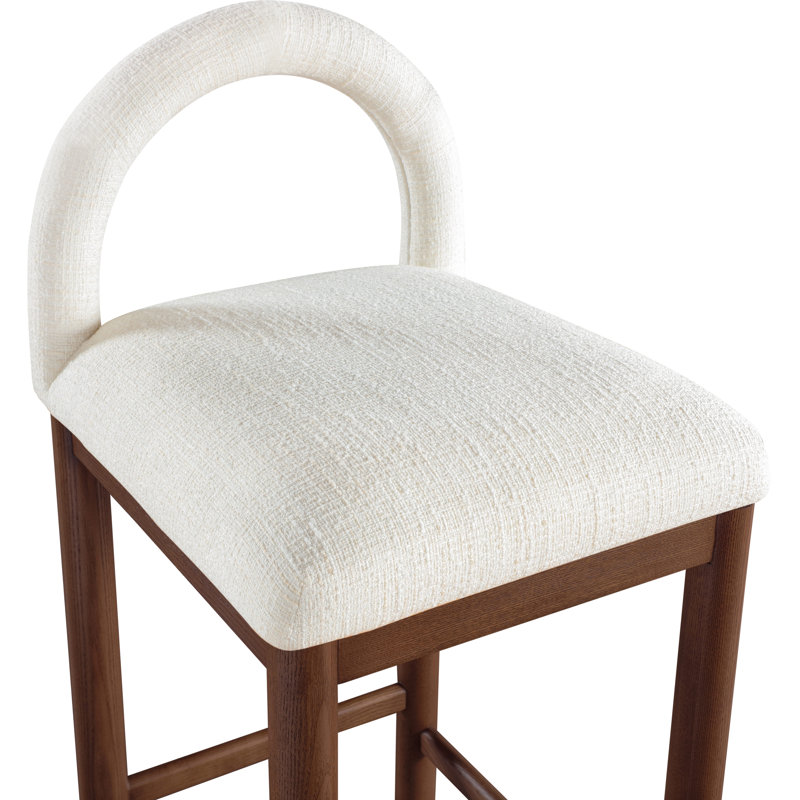 Conrad Letcher Linen Textured Fabric Counter Stool, Cream Fabric Seat/Brown Frame