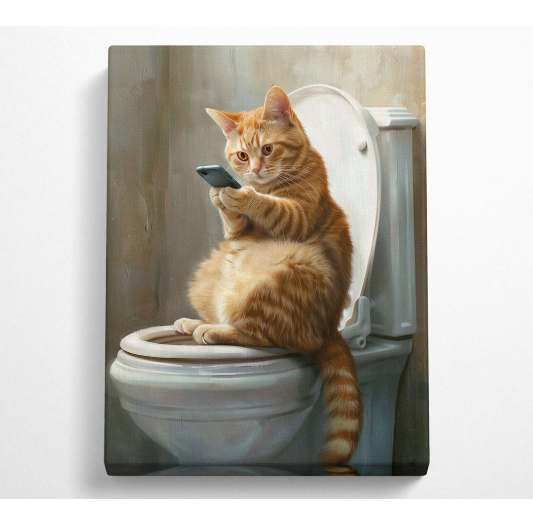 Cat Toilet Time - No Frame Kunstdrucke auf Leinwand