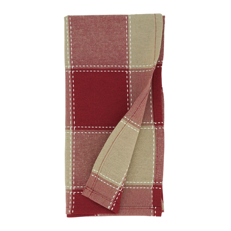 Sam Cotton Plaid Square Napkin, Red