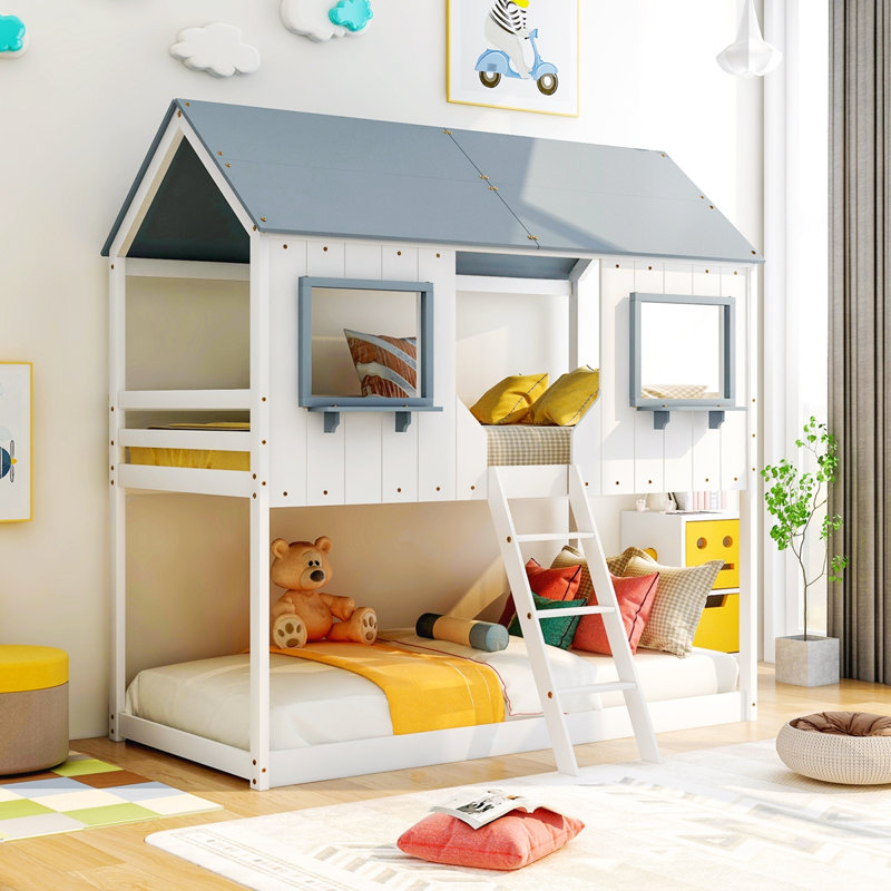 Lit plateforme Focht, Blanc / gris
