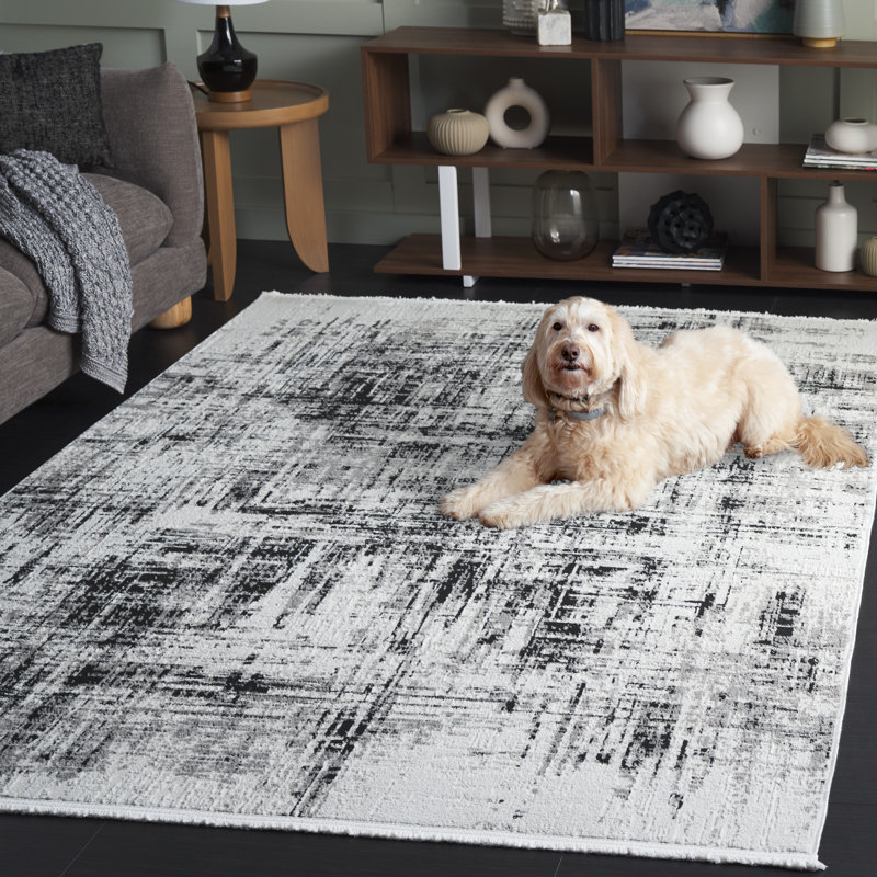 Tapis noir / gris Mila 294, Rectangle 5 pi x 7 pi