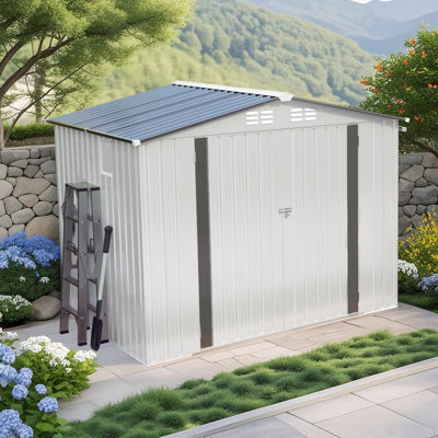 Metal Outdoor Storage Shed, 8X6 Ft, Pet Shelter, - Rust, No Special Skills For Assembly Small , Material, Graphic And Instructions