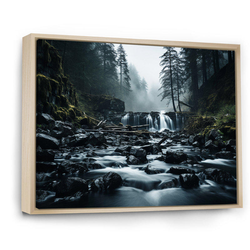 Waterfall Whispering Veil II, reproduction d'art sur toile, H 16 po x l 32 po x P 1 po, Cadre naturel flottant