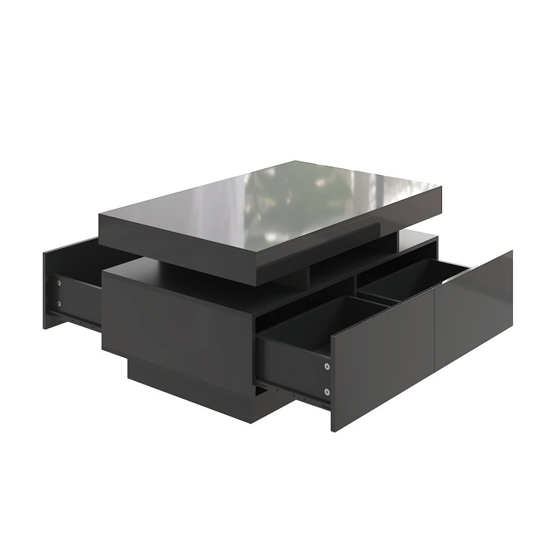 Frame Coffee Table with Storage, Black