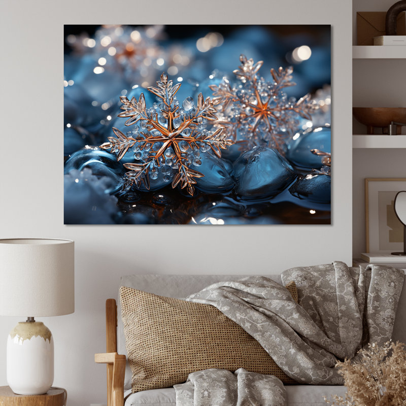 «Sunrise Snowflake Tranquility IV - Winter Landscape», art mural, Toile tendue, H 12 po x l 20 po x P 1 po
