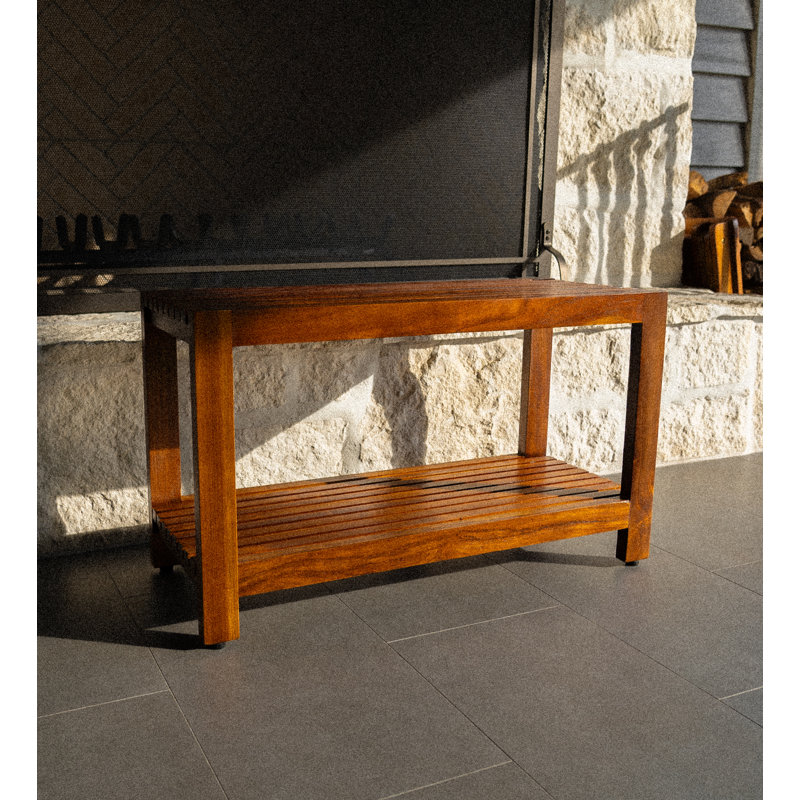 Collinge Teak Shower Bench, 18" H x 30" W x 12.25" D