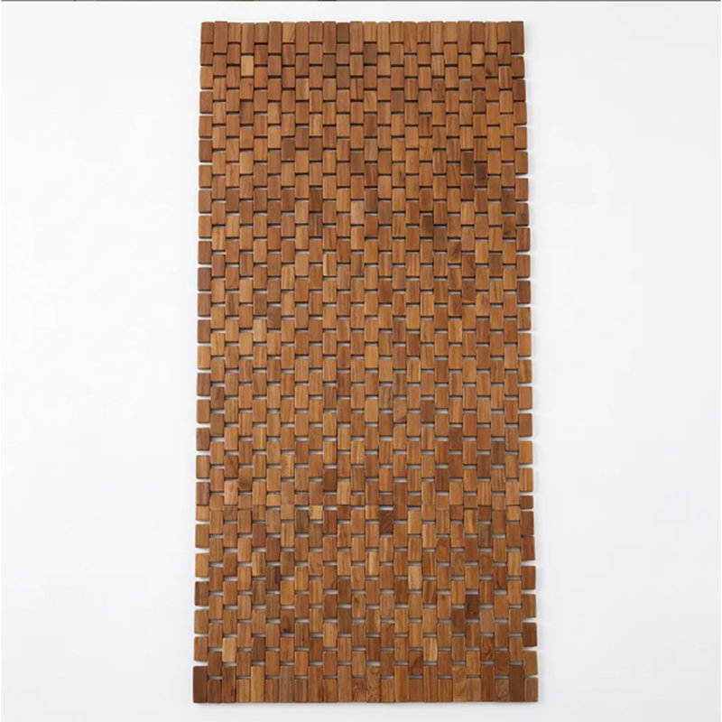 Edinburgh Reversible Teak Wood Anti-Slip Shower Mat, 46.46" L x 19.7" W