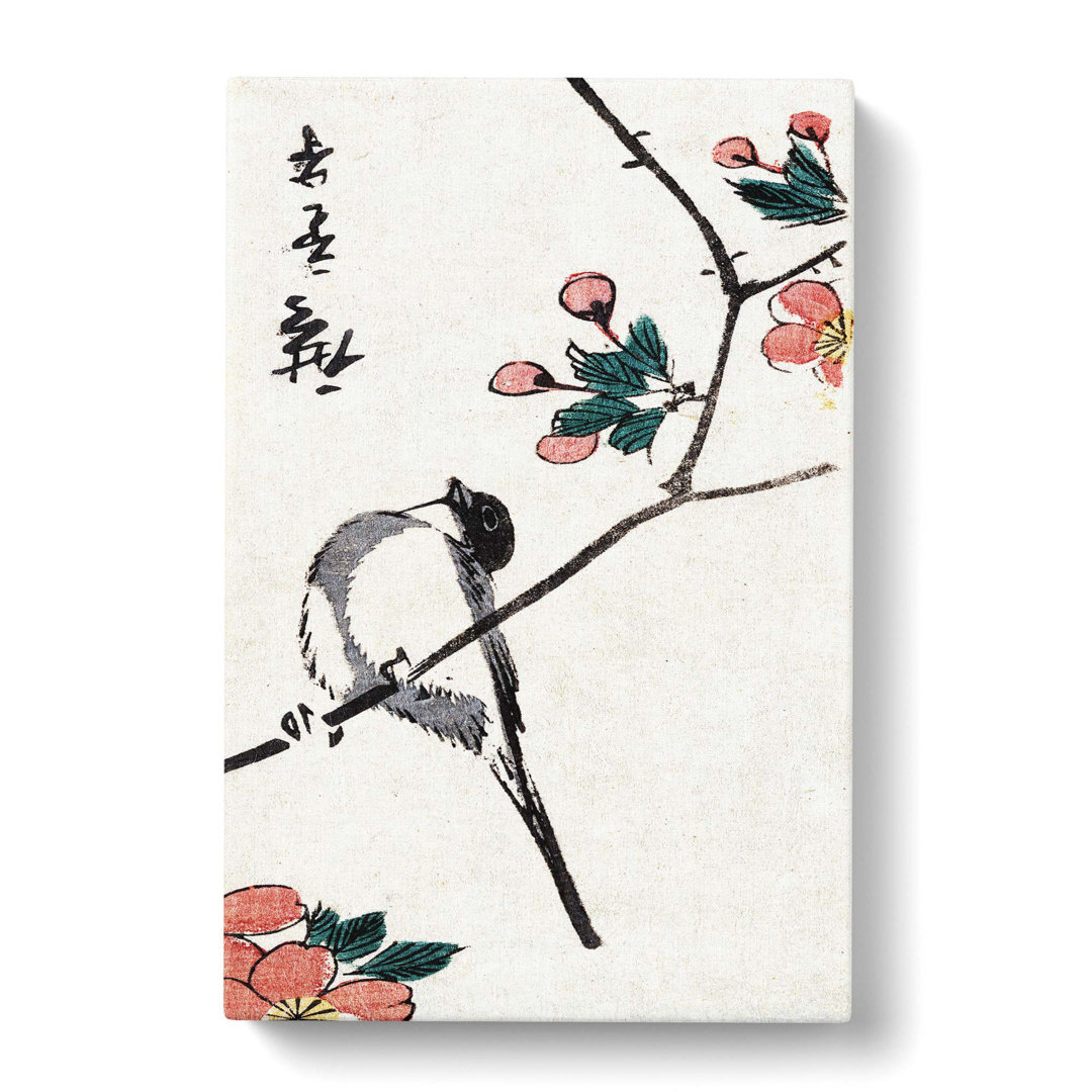 The Bird upon a Cherry Branch by Utagawa Hiroshige - Wrapped Canvas